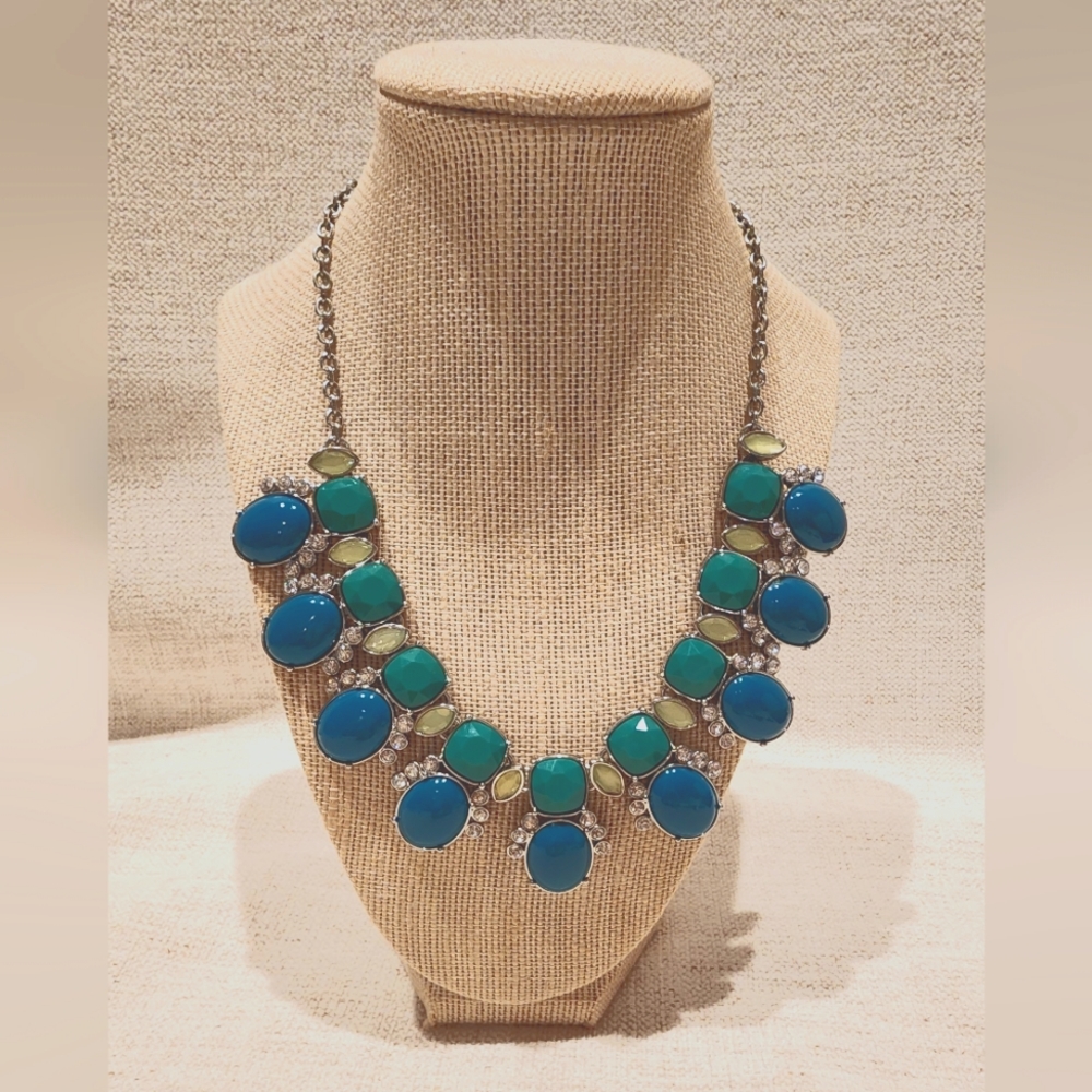 Lia Sophia Blue and Green Bib Style Statement Necklace